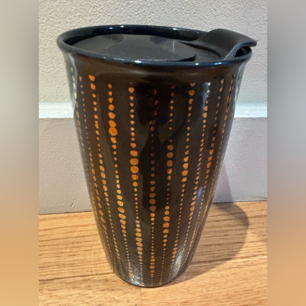 New Travel mug in black with gold detailing from Walgreens.